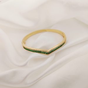 BRAZALETE V EN CURVA CON BAGUETTES COLORES