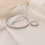 SET ANILLO Y PULSO RIGIDO LINEA DE FLORES CIRCONIAS