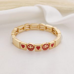 PULSO ELASTICO PERLA CORAZON Y CARA FELIZ