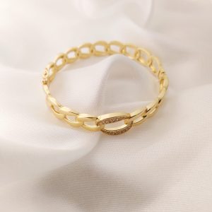 PULSO RIGIDO DE ESLABONES CON CUADR DE ZIRCONIA