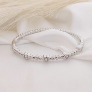 PULSO RIGIDO BOLITAS ZIRCONIAS DE CORAZ?N