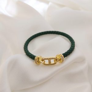 PULSO PIEL CON DIJE DOBLE D CON ZIRCONIAS