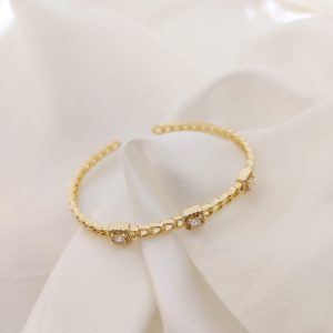 PULSO RIGIDO ESLABONES CON 3 CUADROS ZIRCONIA