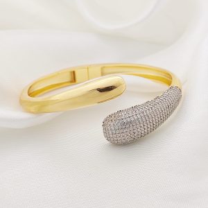 PULSO ABIERTO GOTA LISA Y PAVE 1.6 CMS ANCHO