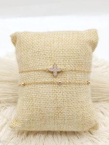 PULSO DOBLE CADENA DIJE PAVE CIRCONIA