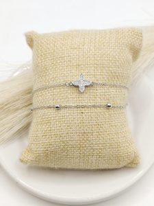 PULSO DOBLE CADENA DIJE PAVE CIRCONIA