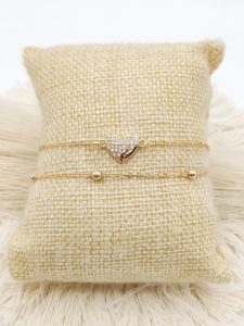 PULSO DOBLE CADENA DIJE PAVE CIRCONIA