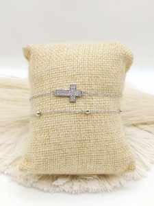 PULSO DOBLE CADENA DIJE PAVE CIRCONIA