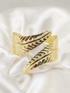 BRAZALETE ANTE DOS HOJAS RAYADAS