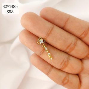 ARETE FLOR CON CADENA