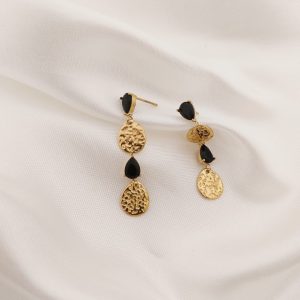 ARETE ZIRCONIA GOTA CON DOS OVALOS CHAPA