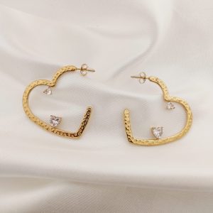 ARRACADA CORAZON MARTILLADA CZ