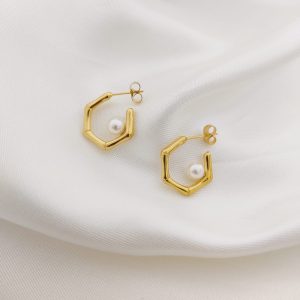 ARRACADA POSTE BAMBU CON PERLA