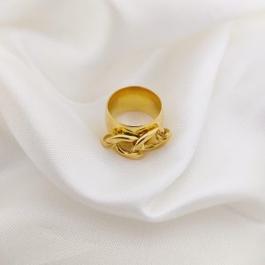 ANILLO BANDA ANCHA LISA CON DOS ENGRANES PLANCHADOS