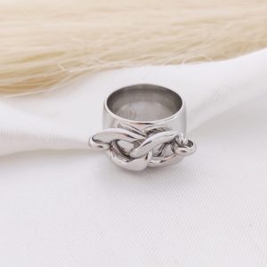 ANILLO BANDA ANCHA LISA CON DOS ENGRANES PLANCHADOS