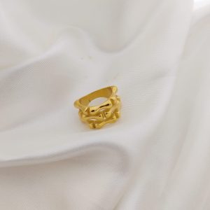 ANILLO 3 LINEAS EN FORMA BAMBU LISAS