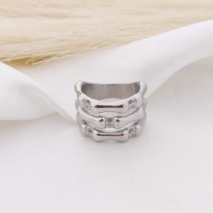 ANILLO 3 LINEAS EN FORMA BAMBU LISAS