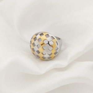 ANILLO HUECOS DIAMANTE DOS TONOS