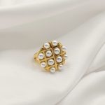 ANILLO REDONDO CUADRICULA PERLAS