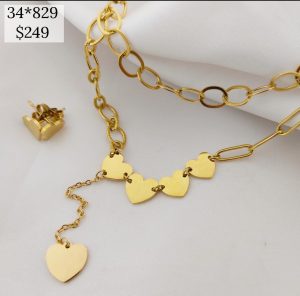 SET CORBATERO CON CORAZONES DIF CADENAS