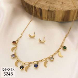 SET LUNAS Y CZ MULTICOLORES FINO