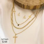 SET CRUCES TRIPLE CADENA CZ NEGRA