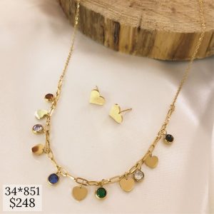 SET  CORAZONES EN CAD OVALOS Y CZ MULTICOLOR