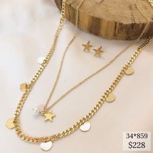 SET CAD PLANCHADA CORAZON Y ESTRELLAS PERLA