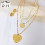SET TRIPLE CORAZONES MARTILLADOS CON TRAMOS PERLA