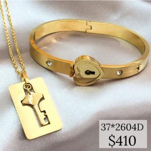 PULSERA Y CADENA CANDADO CORAZON