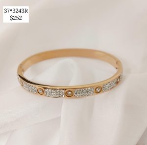 PULSERA TORNILLO Y TRAMO CZ DORADA