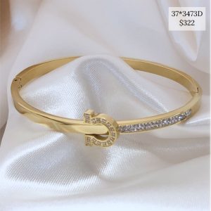 BRAZALETE MITAD BRILLOS CON HEVILLA DORADO