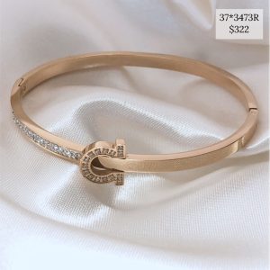 BRAZALETE MITAD BRILLOS CON HEVILLA ROSADO