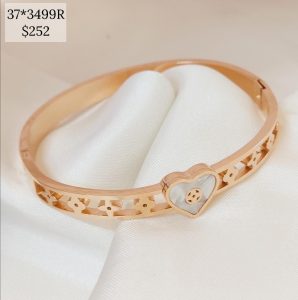 PULSO RIGIDO CORAZON MP Y RIEL CON FLORES