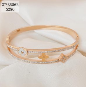 PULSO LINEA CONCAVAS BRILLOS CON FLORES 3 PUNTOS