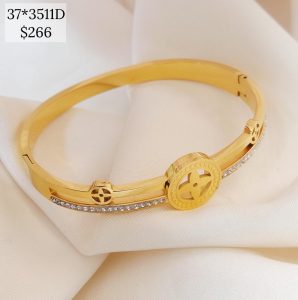 PULSO DISCO BRILLOS CON FLOR LISA DOS RIELES