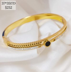 PULSO RIGIDO LINEA BRILLOS Y CAD Y CENTRO CIRC NEGRO