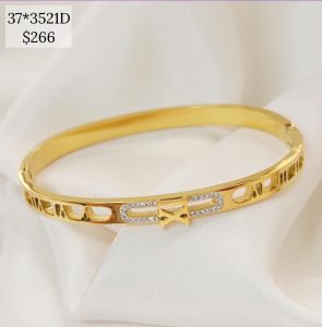 PULSO RIGIDO CON NUM ROMANO OVALO BRILLOS FINITO