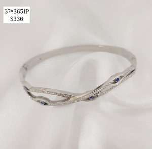 PULSO ARO DOS LINEAS ENTRELAZADAS CON OJOS Y CRISTALES