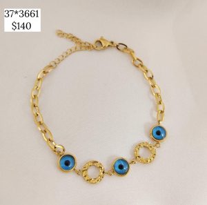 PULSERA CADENA OJO Y CIRCULOS