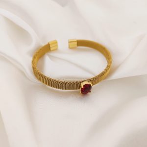 BRAZALETE DE MALLA CON CZ OVALADA EN CENTRO