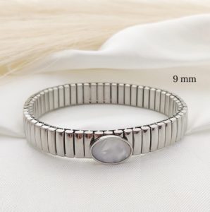 PULSO ELASTICO 9MM OVALO MADRE PERLA