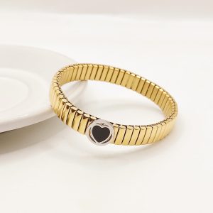 PULSO ELASTICO ACERO DISCO CON CORAZON COLOR