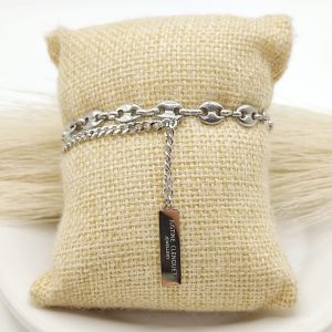 PULSO ENGGRANES OVALO Y CADENA PLACA RECTANGULO