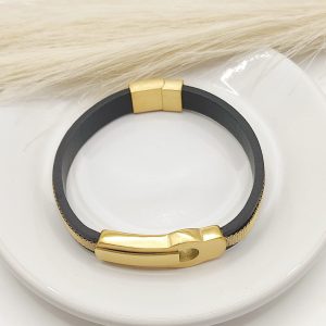 PULSO BARRA CON ARO MATE EXT PIEL MALLA