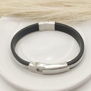 PULSO BARRA CON ARO MATE EXT PIEL MALLA