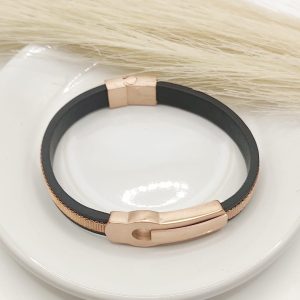 PULSO BARRA CON ARO MATE EXT PIEL MALLA