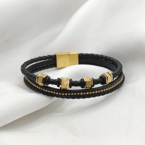 PULSO PIEL TRENZADA CON 4 CILINDROS