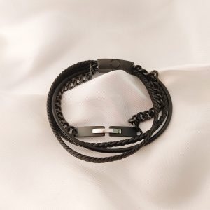 PULSO CABALLERO CON CADENA ACERO Y PIEL