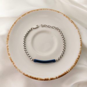 PULSO CABALLERO DE CADENA CON PLACA BI COLOR